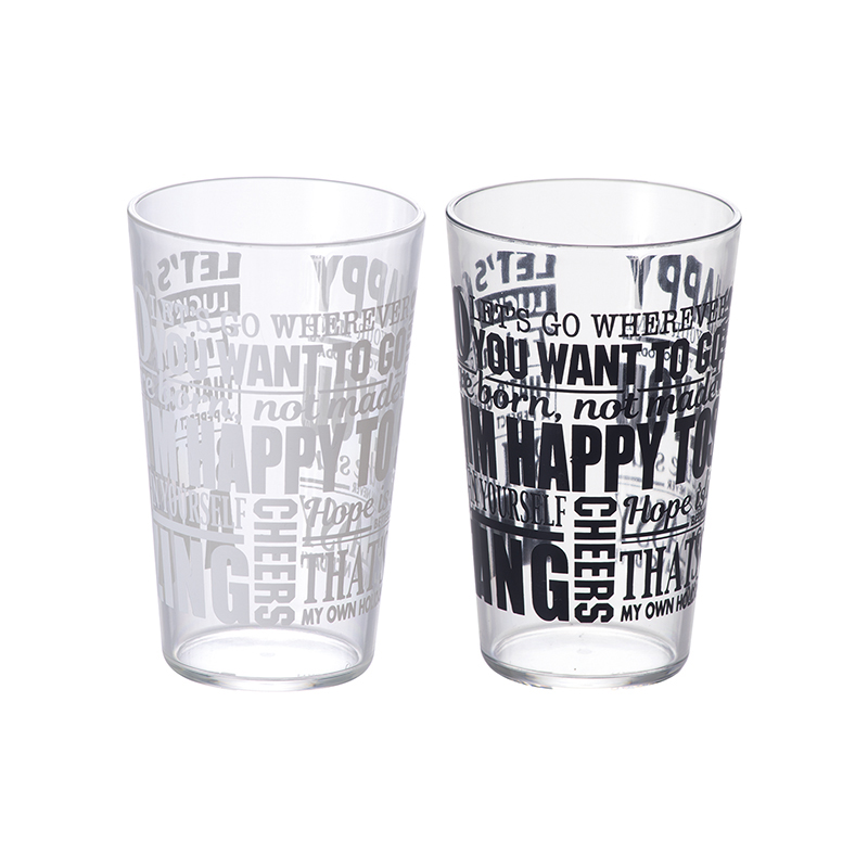 YAMADA日本PS印有英文字母的塑料杯L  2色混色