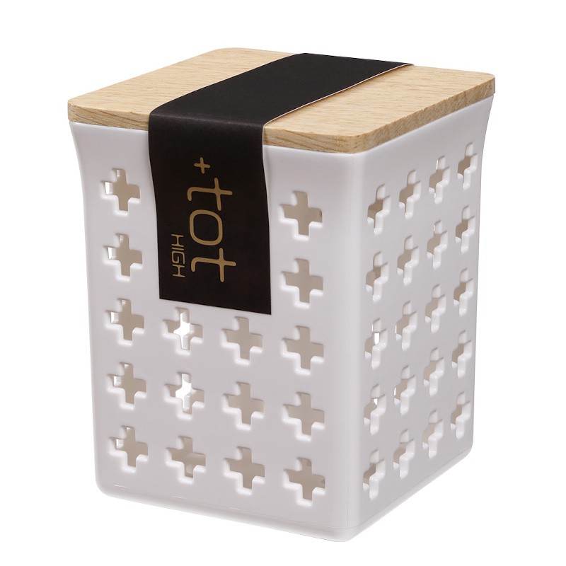 KOKUBO日本十字花纹，木制盖子储物盒 深（黑白混色）