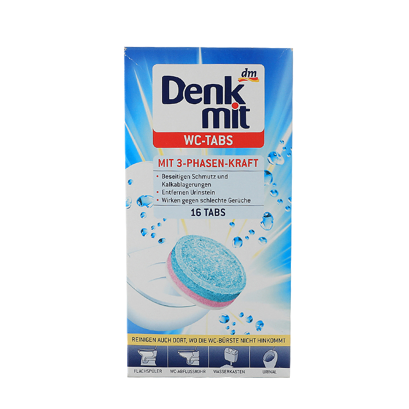 Denkmit德国马桶泡腾片  强效清洁 厕所清洁片 16个装  25g/块 （推荐洗便池效果更佳）