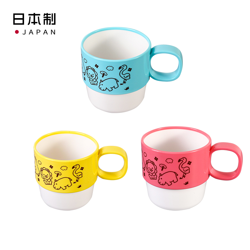 NAKAYA日本可爱的动物儿童杯子 粉色（3），蓝色（4），黄色（3）混装