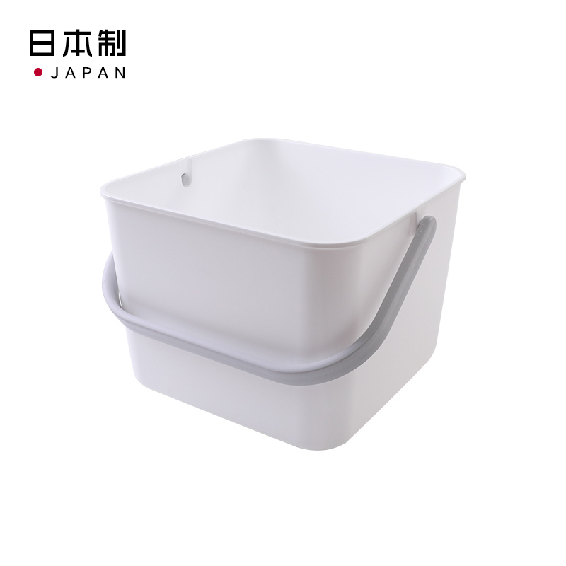 HIMARAYA日本带把手的时尚四方型塑料桶 白色（下单请注意 产品价格有所上调 230310）