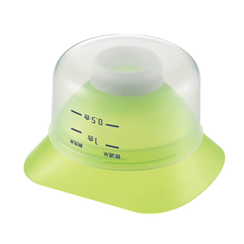 AKEBONO日本可接矿泉水瓶 3功能集一体的储存大米的量杯 绿色