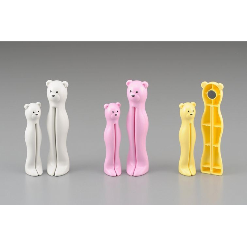 TAKARABNUE日本可爱小熊带磁铁软管挤压器 粉色 黄色 白色  2个装
