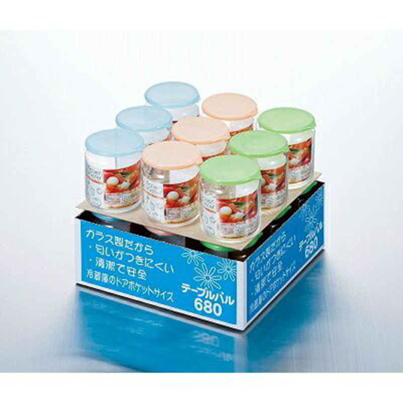 Aderia日本玻璃保鲜盒680ML18P套装 3色混装