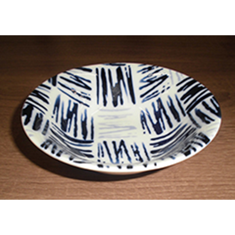 HORIKOSHI日本■HT12-106　蓝条纹14.5cm中盘陶瓷