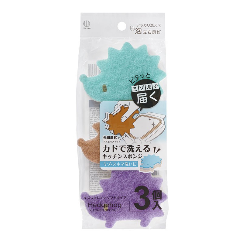 KOKUBO日本刺猬厨具清洁海绵 3PS 混色