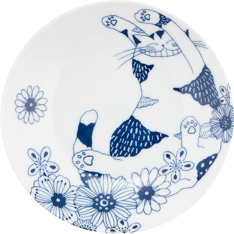 CERAMIC-AI和蓝日本美浓烧瓷器 萌猫系列RONRON小盘