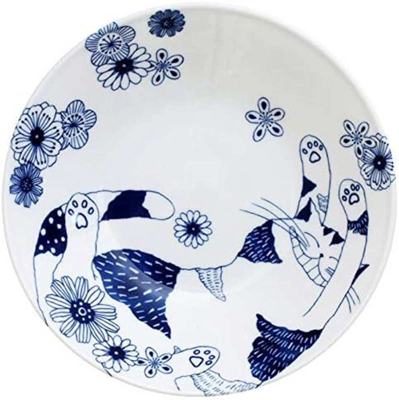 CERAMIC-AI和蓝日本美浓烧瓷器萌猫系列RONRON咖喱深盘