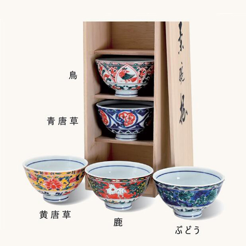 CERAMIC-AI日本美浓烧I瓷器《吟游诗人》形象饭碗5件套 天然木礼盒装（11.5CM直径）