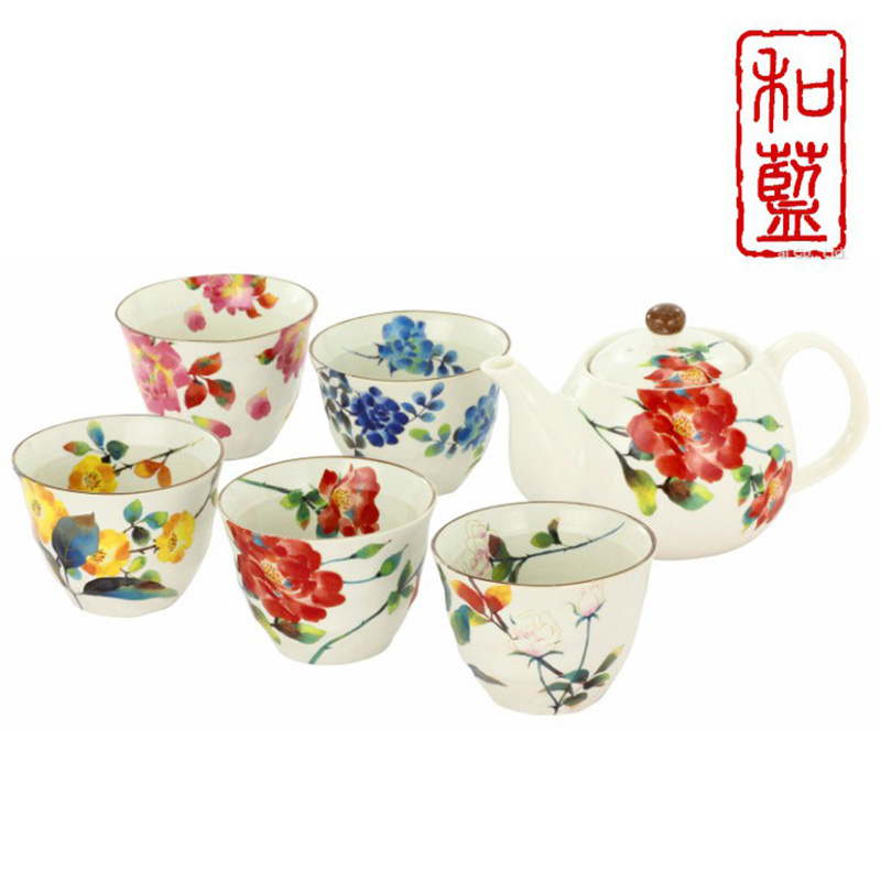 CERAMIC-AI日本CERAMIC-AI美浓烧瓷器典雅花卉1壶5杯茶具套 同花系礼盒装