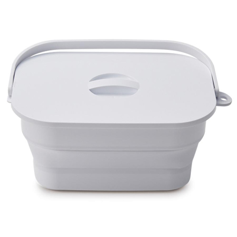 ISETO日本可折叠的 软型手提清洗桶 付洗衣板 白色  灰色 7000ML