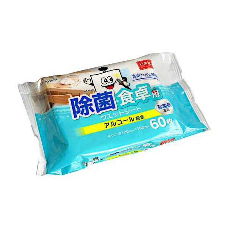 KYOWA日本酒精消毒餐桌清洁湿巾（60片）
