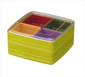 INOMATA日本2段彩色果盒（绿色）塑料便当盒