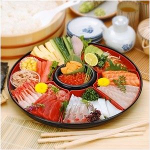 INOMATA日本日式彩色餐盘（圆形）#塑料分格寿司盒