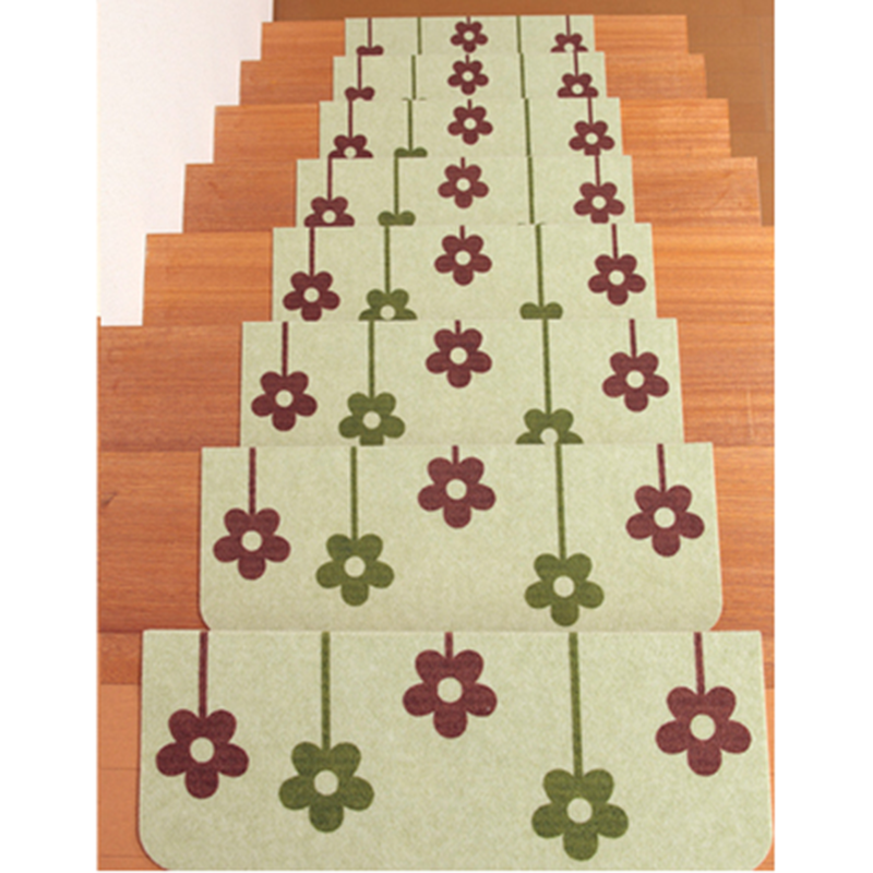 SANKO-GP日本地板楼梯垫踏步垫毯(绿底小花图案)   15枚入